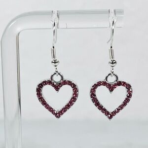 Pink Rhinestone Heart Earrings